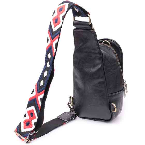 Жіночий слінг сумка через плече з екошкіри Vintage sale_15117 Чорний Київ