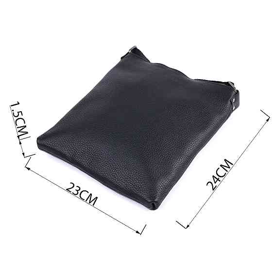 Тонка сумка для чоловіків через плече з натуральної шкіри Shvigel 22850 Чорна Київ