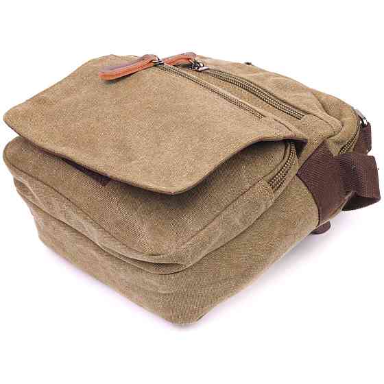 Тканевая мужская сумка из плотного текстиля 21227 Vintage Оливковая Киев