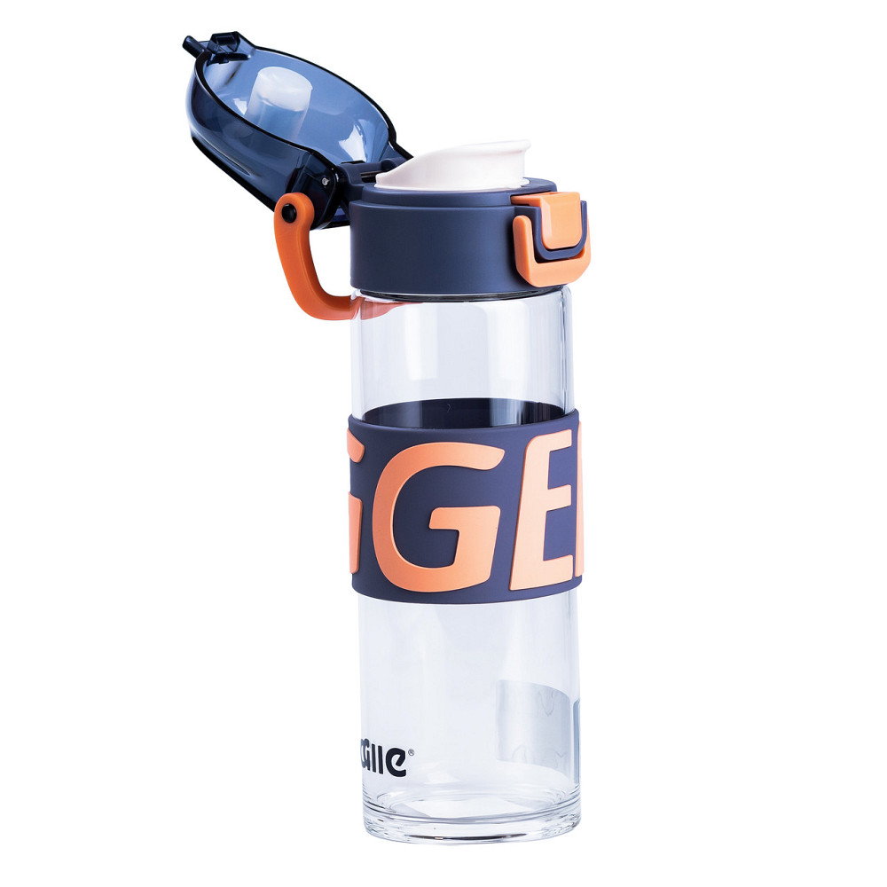 Happy Life Пляшка для води 460 мл скляна з пластиковою кришкою синя HP17299BL Коломия - фото 3