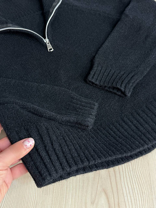 Светр жіночий A-N 1780 з коміром на блискавці оверсайз one size, чорний, one size Київ - фото 5