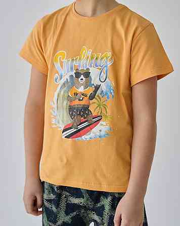 Подростковый комплект с шортами на мальчика Tom John - Мишка на серфе - Family look папа/сын 89900 10-11, Киев