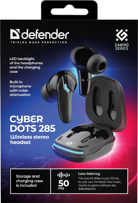 Гарнітура Defender CyberDots 285 TWS Bluetooth Black (63285) (7151838) Київ - фото 3