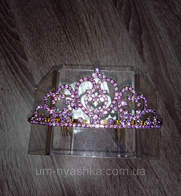 Диадема на обруче Корона с сиреневыми лавандовыми камнями Кривой Рог - изображение 1