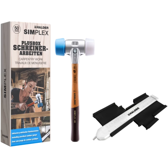 Молоток HALDER Simplex 3117 насадки із синього поліуретану, білого нейлону+монтажний трафарет Одеса