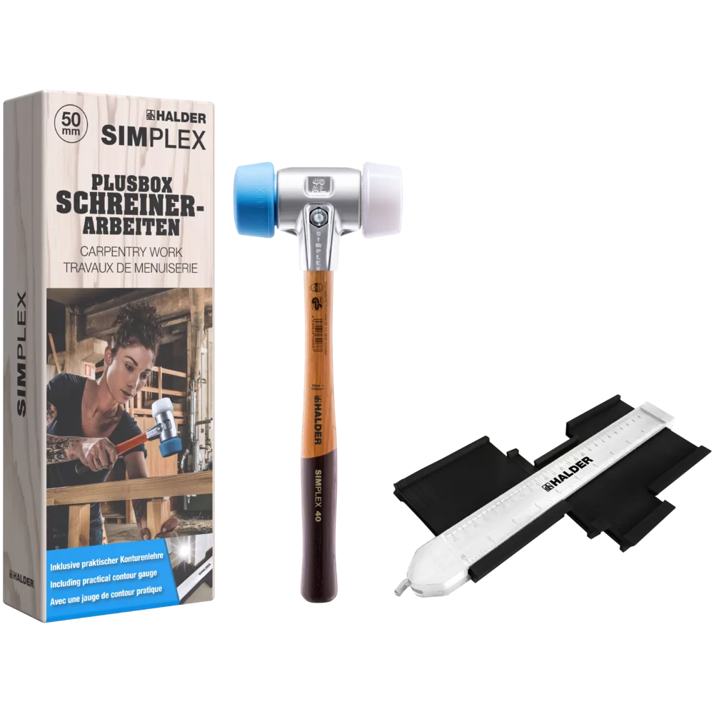 Молоток HALDER Simplex 3117 насадки из синего полиуретана, белого нейлона+монтажный трафарет Одесса - изображение 1