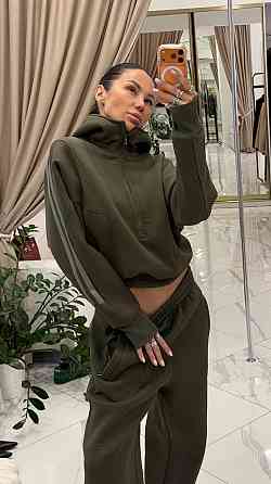 Жіночий стильний костюм із лампасами з якісної турецької тканини Хакі, 44/46 Одеса