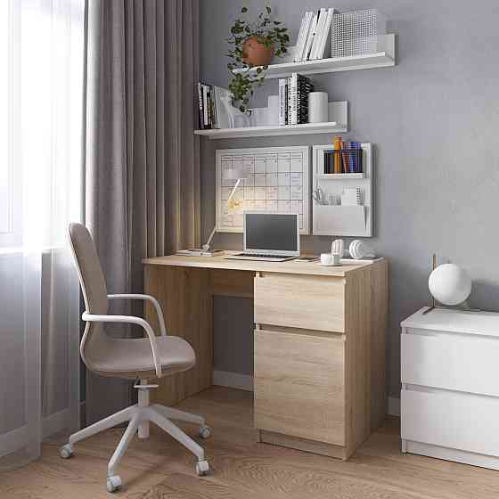 Комп’ютерний стіл VAYS R-18 Дуб Сонома, письмовий з тумбою праворуч, без ручок, ЛДСП, 100×60×75 см - для дому та офісу Львів