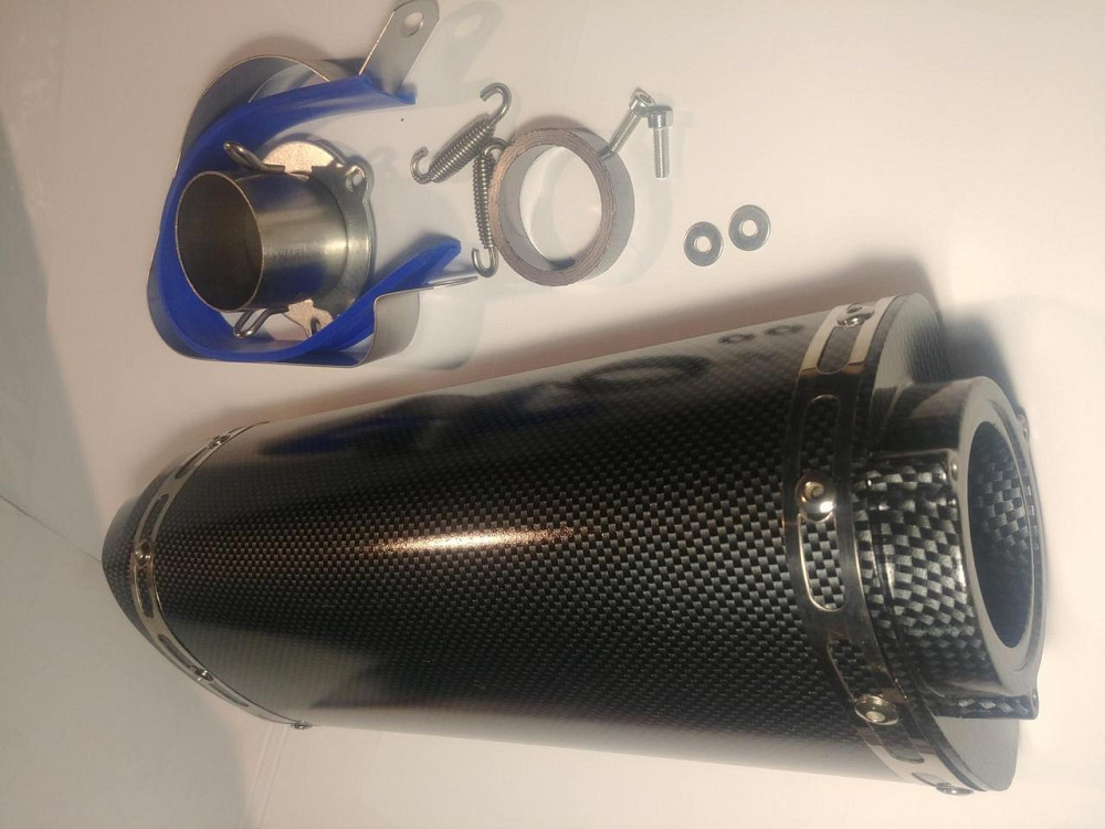 Глушник (тюнінг) 400*130mm (нержавіюча сталь, овал, чорний, прямоток) Мукачево - фото 1