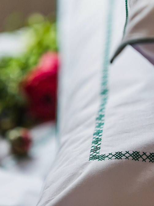 Ecotton Комплект постільної білизни Полуторний з вишивкою та кантом український хрестик Dark Gr Коломия - фото 4