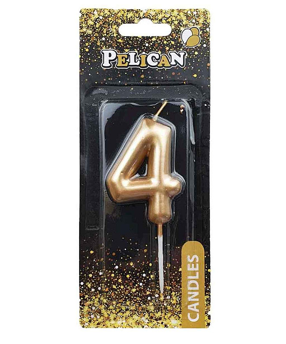 Свічка для торта 4 ЗОЛОТО 6см. 866014 ТМ PELICAN Киев - изображение 1