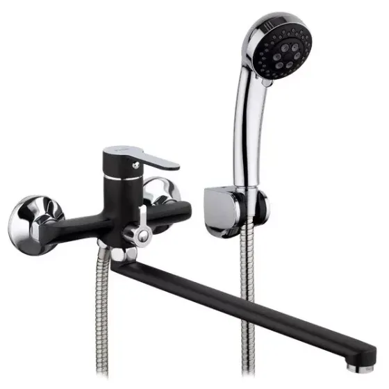 Смеситель для ванны с душевым гарнитуром Frap F2242 черный/хром Киев