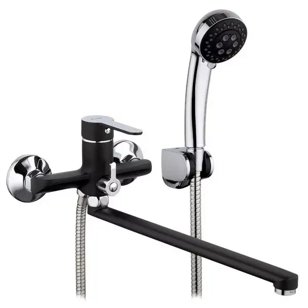 Смеситель для ванны с душевым гарнитуром Frap F2242 черный/хром Киев - изображение 1