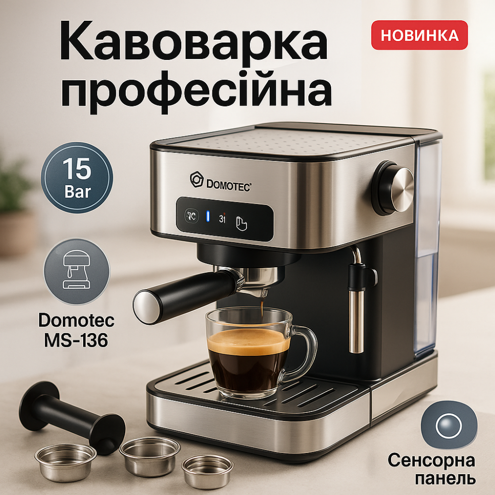 Кавоварка еспресо для кафе Domotec, Практична кавоварка для щоденного використання FS-55 Львів - фото 13