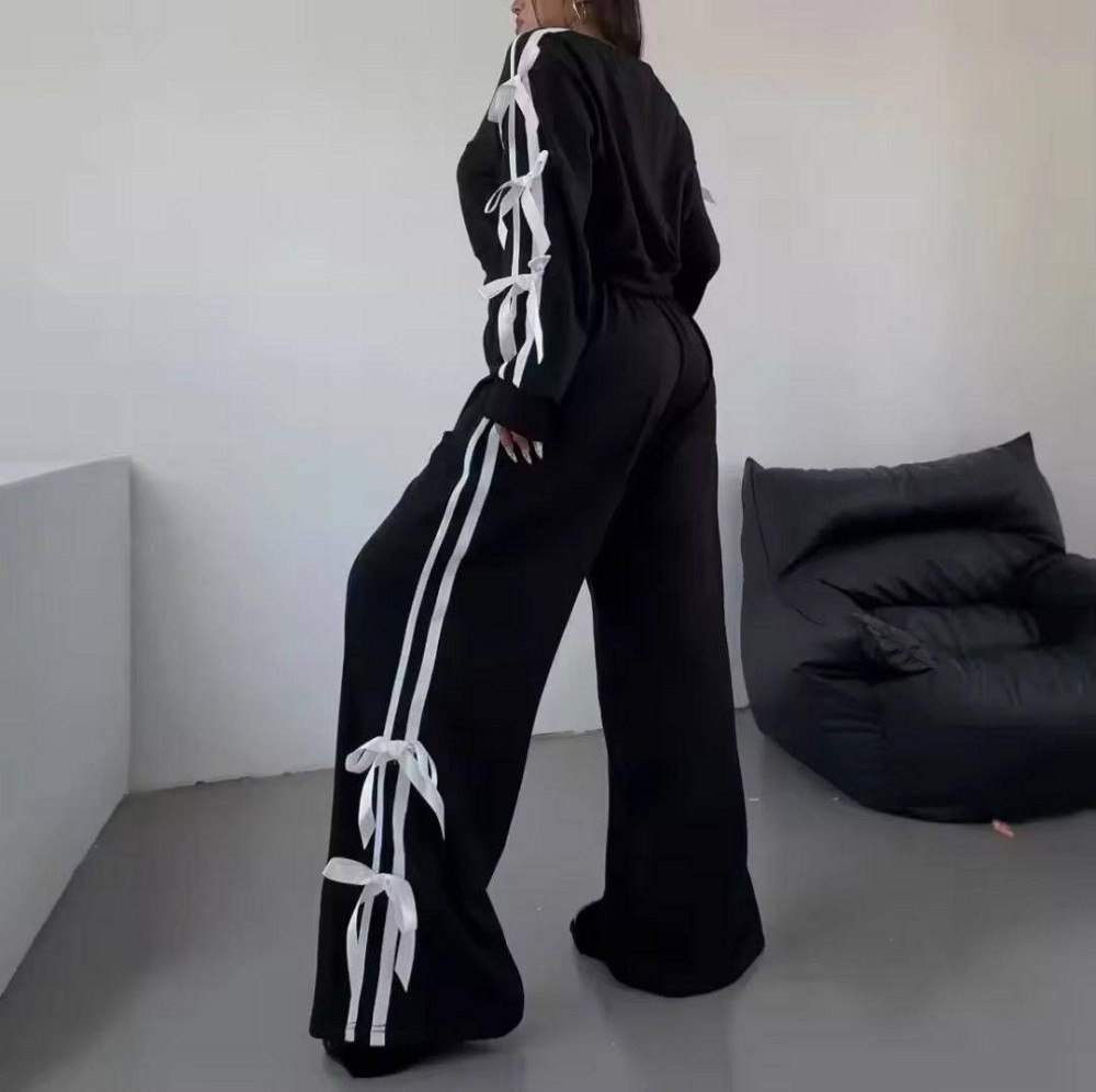 Женский утепленный оверсайз костюм двойка с лампасами и стильными бантиками трехнитка на флисе Одесса - изображение 6