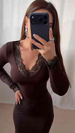 Жіноче романтичне елегантне мідіплаття і з мереживом віскоза Шоколад, 42/44 Одеса