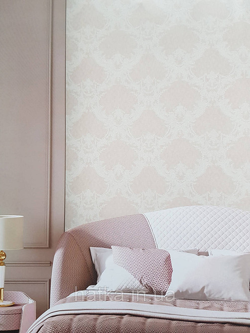 Шпалери вінілові на флізеліні гарячого тиснення DU&KA 1.06х10 вензель основа під штукатурку сірі коричневі Київ - фото 1