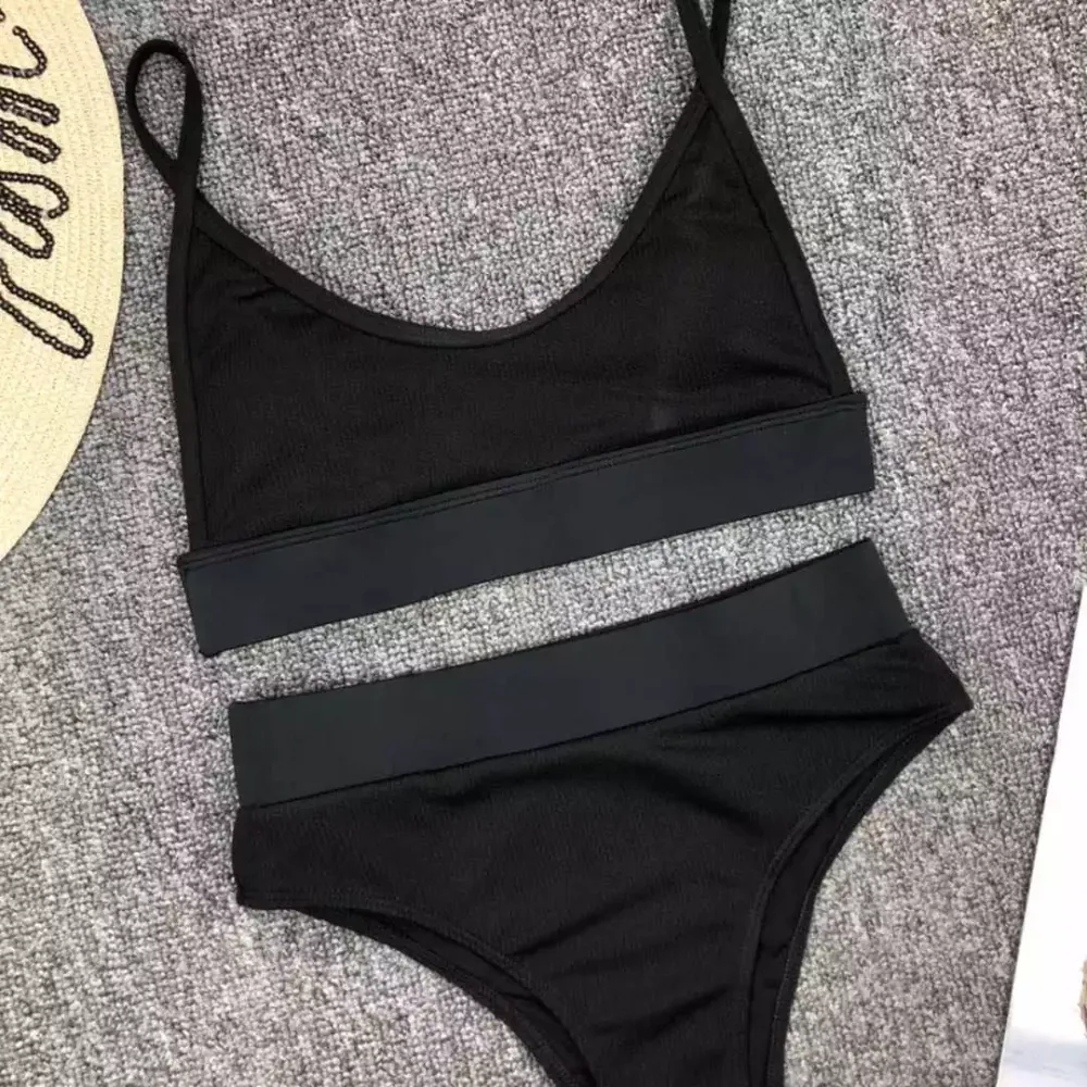 Купальник із тканини в рубчик S чорний Київ - фото 8