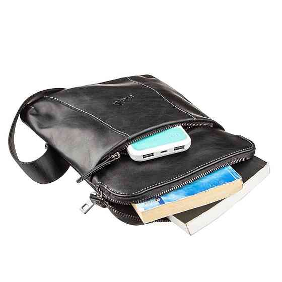 Вертикальный мужской мессенджер из винтажной кожи Черный (SHVIGEL) Киев