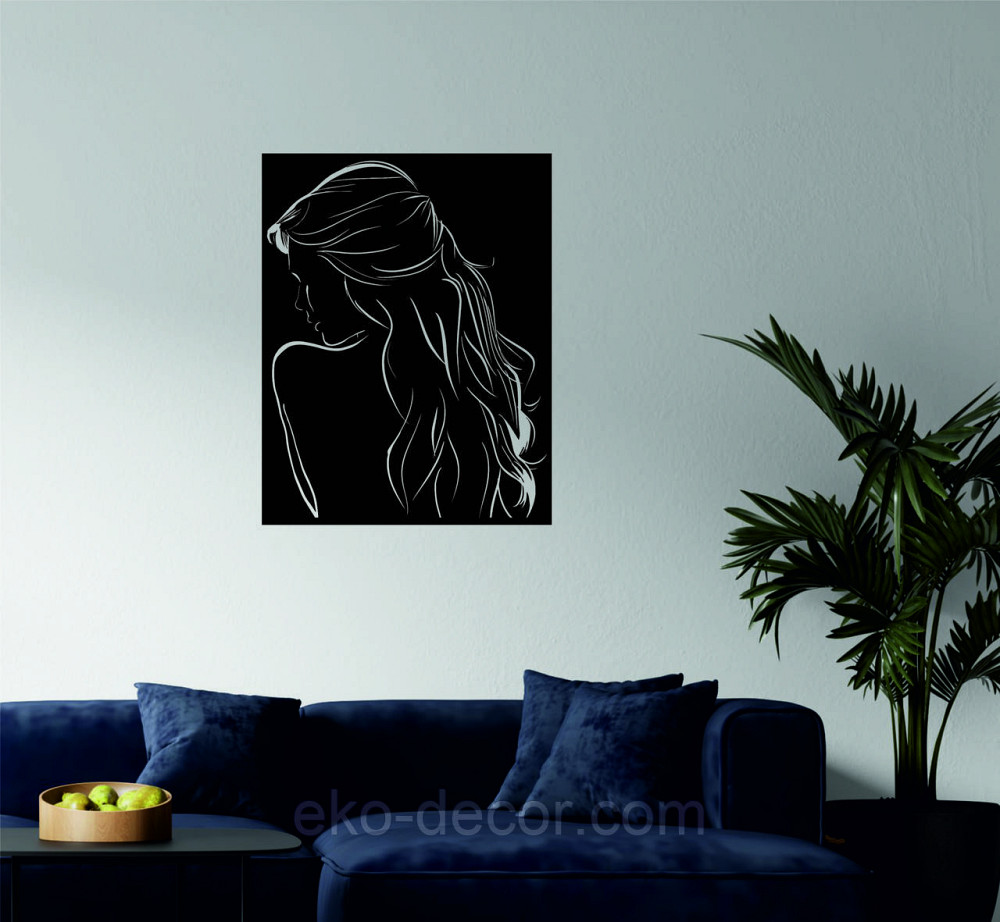 Декоративное настенное Панно «Девушка» Декор на стену 90*70 см, Черный Киев - изображение 3