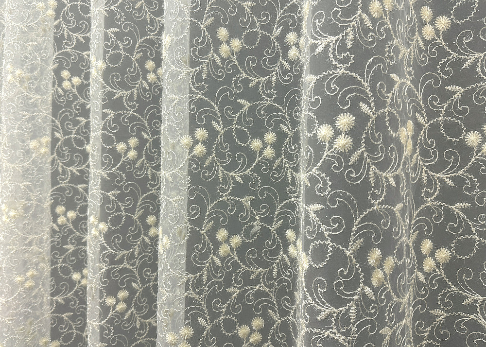 Тюль VR-Textil 1689т Фатин с вышивкой Молочный 300х270 см (42-0729) Киев - изображение 6