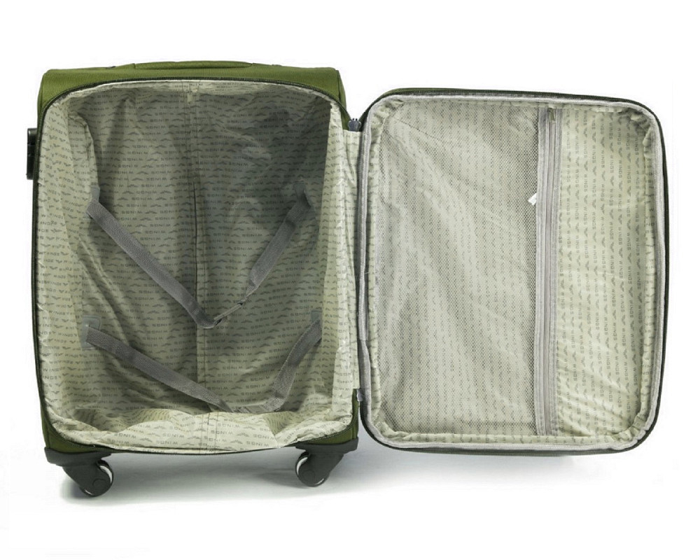 Чемодан маленький WINGS на 4-х колесах с улыбкой тканевый 55 см оливковый Киев - изображение 4