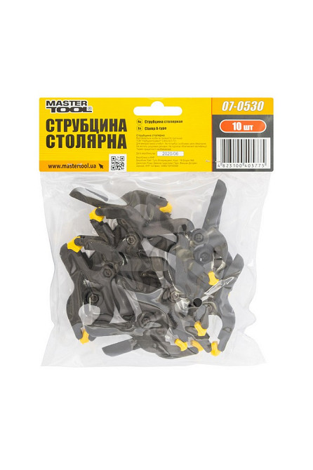 Струбцина столярна MASTERTOOL A-Type пружинна 60 мм захват 30 мм набір 10 шт 07-0530 Коломыя - изображение 8