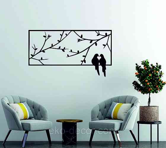 Декоративное настенное Панно «Птица», Декор на стену 90*50 см, Черный Киев