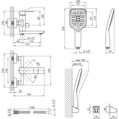Змішувач Kroner Edelstahl Kubus-SCH010 + змішувач Edelstahl Kubus-SCH060 (CVS30160) Вінниця