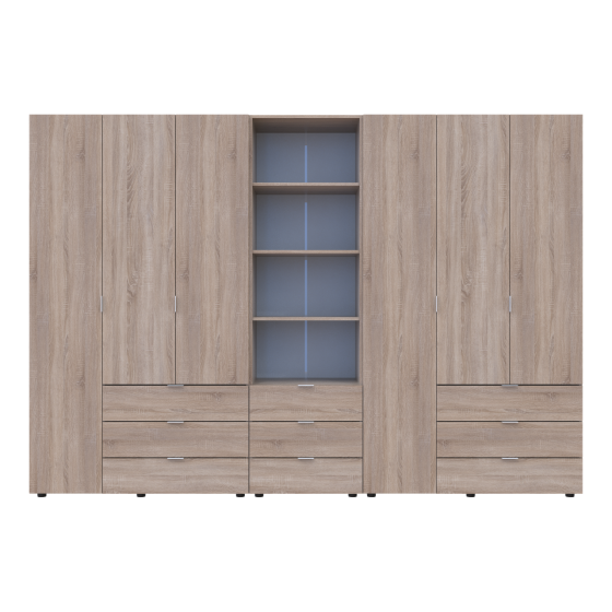 Шкаф для одежды Doros Гелар Дуб сонома 3+3ДСП с пеналом 292.4х49.5х203.4 (DRS-011925) Днепр