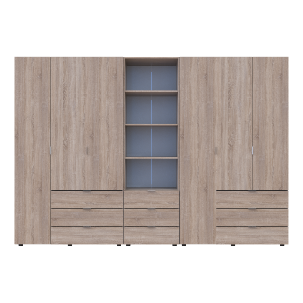 Шкаф для одежды Doros Гелар Дуб сонома 3+3ДСП с пеналом 292.4х49.5х203.4 (DRS-011925) Днепр - изображение 6