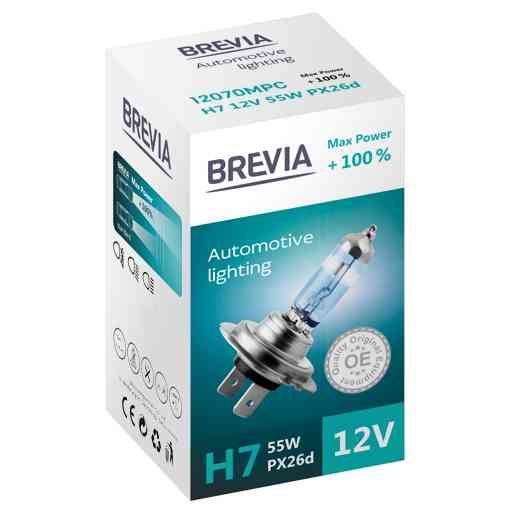 Галогенова лампа Brevia H7 12V 55W PX26d Max Power +100% CP Львів
