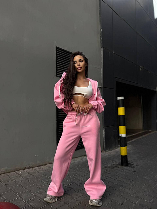 Утеплений жіночий костюм двійка  у спортивному стилі тринитка на флісі Барбі, 46/48 Одеса - фото 4