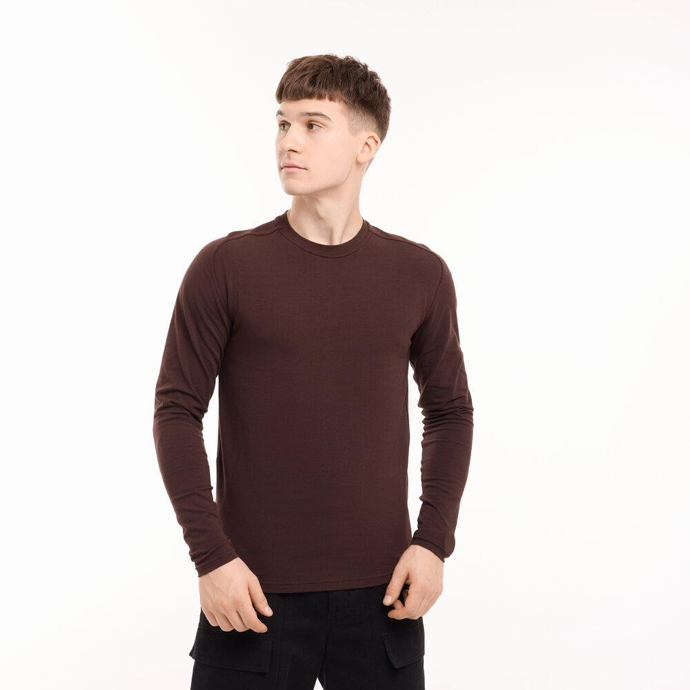 Шоколадний чоловічий лонгсів Pobedov Dune. Чорна чоловіча кофта з куліру Київ - фото 1