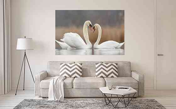 Картина холст в гостиную / спальню  Пара Лебедів       MLP_8 70x140 см Киев