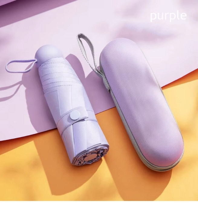 Парасолька механічна міні-парасолька в чохлі, кишенькова від дощу, сонця на 8 спиць в чохлі колір фіолетовий Кам'янець-Подільський - фото 5