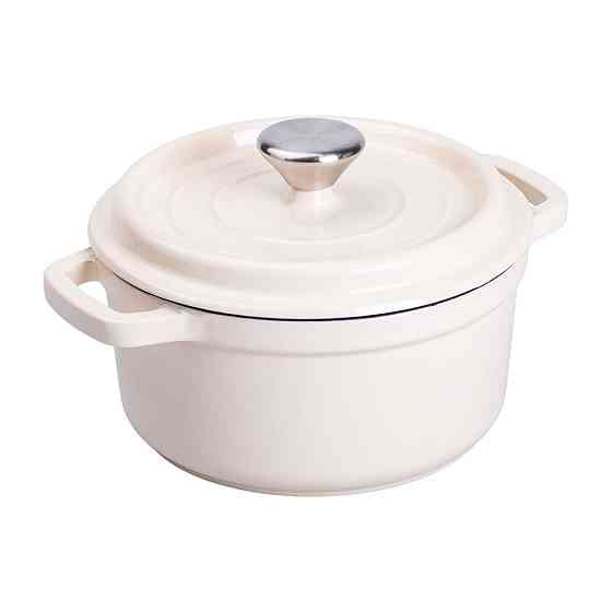 Каструля чавунна емальована 2 л з кришкою Ø20 см Бежева HP-1-2BE Коломия