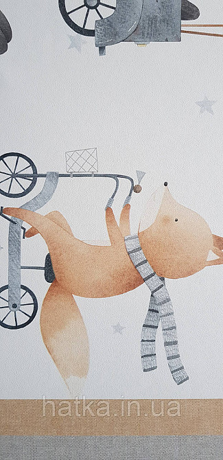 Шпалери флізелінові еко Rasch Kids World II 0.53х10 дитячі машини ретро тварин на білому Київ - фото 4