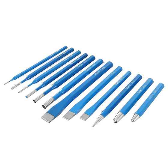 Набір зубил по металу, пробійників та керн "GeKo" к-т 12 шт [CrV] Стрий