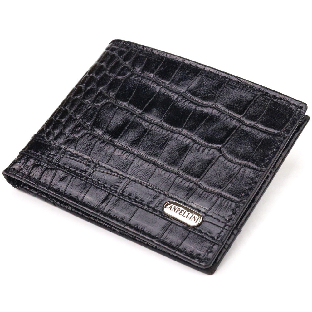 Затискач із натуральної фактурної шкіри CANPELLINI 21520 Чорний Київ - фото 1