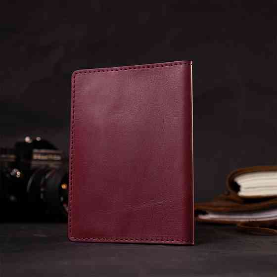 Відмінна шкіряна обкладинка на паспорт Бордовий (GRANDE PELLE) Київ