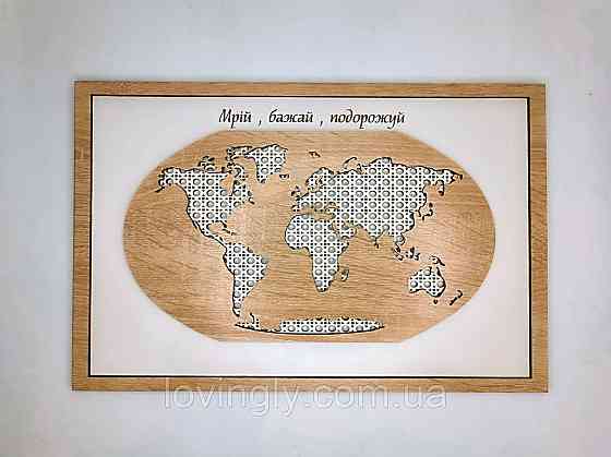 Карта світу. Об'ємна карта світу в рамці. Декор для дому. Ірпінь