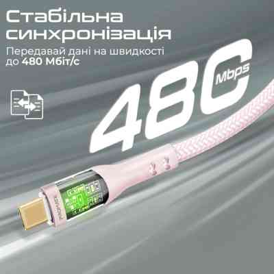 Дата кабель USB-C to USB-C transline-cc200.pink Promate (transline-cc200.pink) Винница