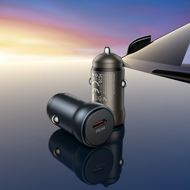 Автомобільний зарядний пристрій BOROFONE BZ32 Fresh single port PD30W car charger Black Одеса - фото 6