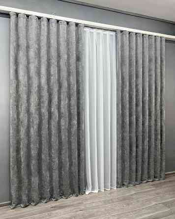 Комплект готових штор VR-Textil Шеніл преміум VELMIRA Rich № 1923ш Сірий 200х290 см 2 шт (32-345) Київ