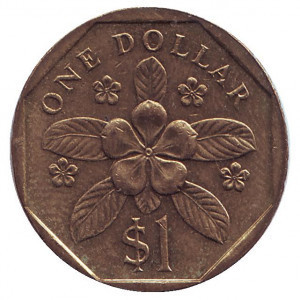 Барвінок. Монета 1 долар, 1987,88 рік, Сінгапур.(БК) Полтава - фото 1