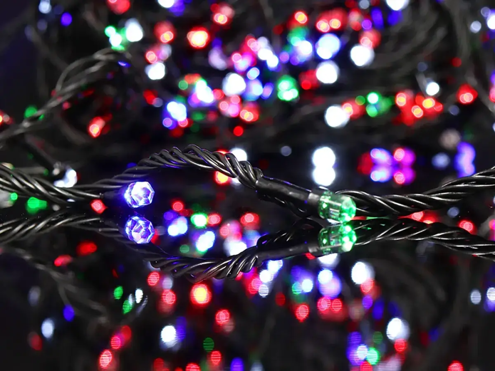 Гірлянда чорний провід лампа Рубінка велика 100LED (мікс) LED100M-8 для святкового декору будинку, вулиці Одеса - фото 4