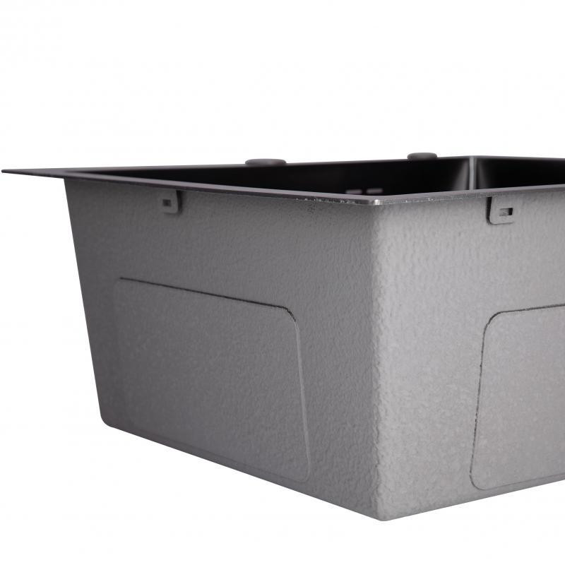 Кухонна мийка інтегрована Lidz Handmade H5050B Brushed Black PVD 3,0/1,0 мм Lidz чорна Київ - фото 7