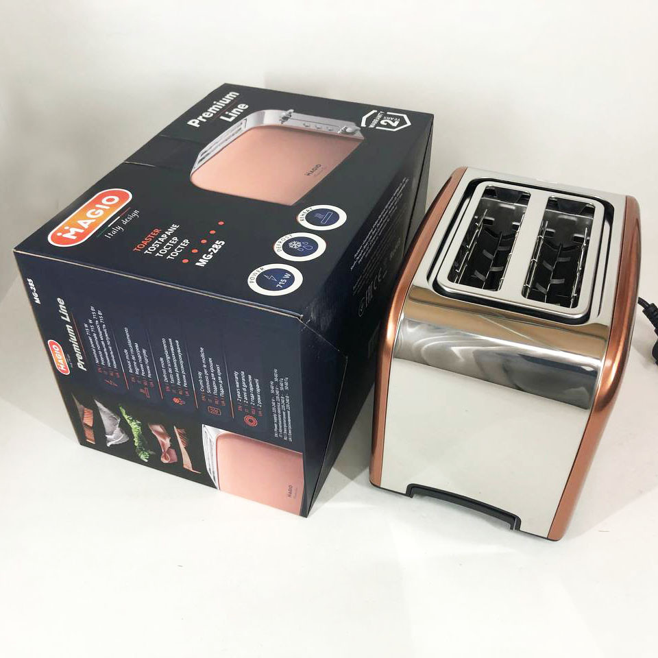 Тостер на 2 скибочки з терморегулятором Magio MG-285, Тостер зі ступенями підсмажування SK-77 Львів - фото 2