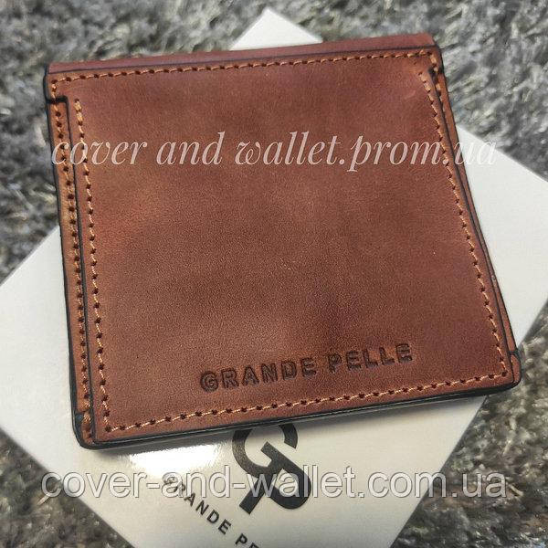 Вінтажний коричневий гаманець ручної роботи на магнітах з монетницею Grande Pelle Lettera Київ - фото 5